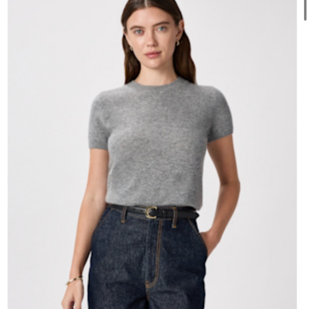 Quince Short Sleeve Crewneck Top in Heather Gray